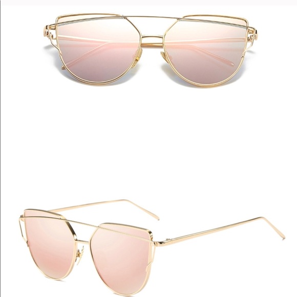 Pink and Gold Cat Eye Mirror Sunglasses - Picture 5 of 8